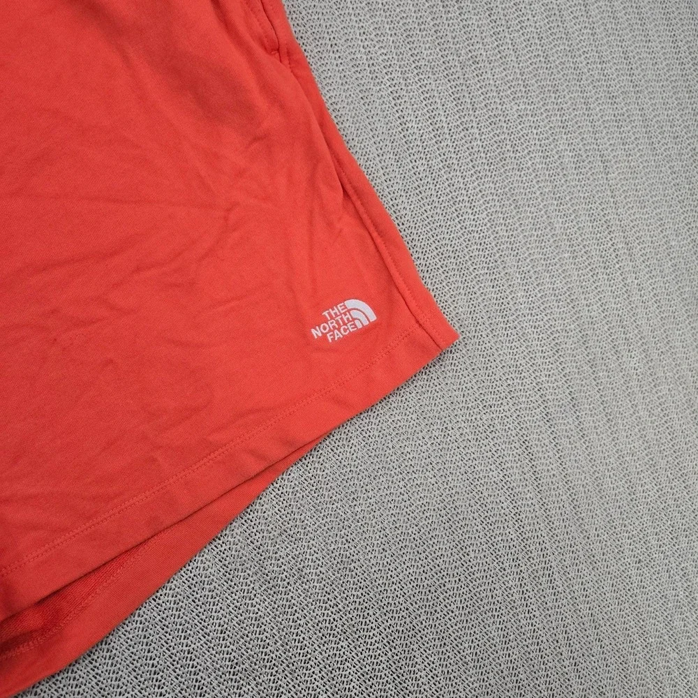 The North Face Shorts Men Large Orange Cotton Simple Logo Fleece Casual Athletic